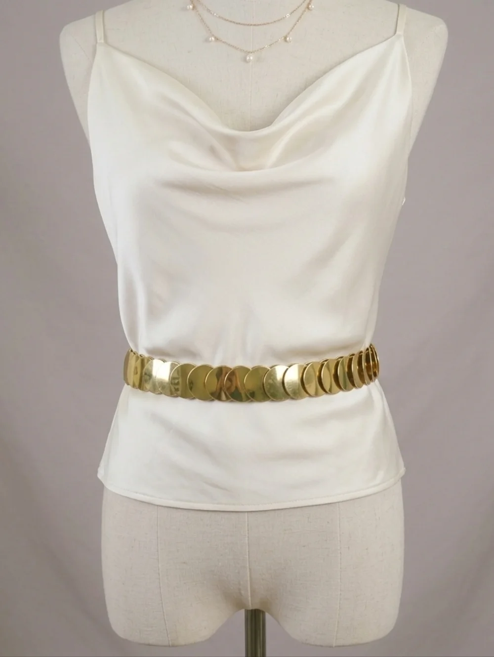 Vintage Gold Disc Stretchy Belt Disco Festival Retro